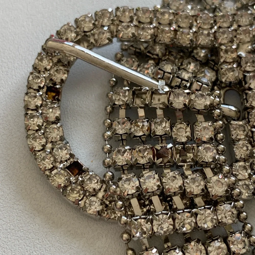 Vintage Silver Rhinestone Belt 40”